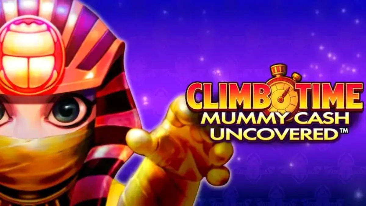 Interface do jogo Climb Time Mummy Cash Uncovered com tema egípcio noturno