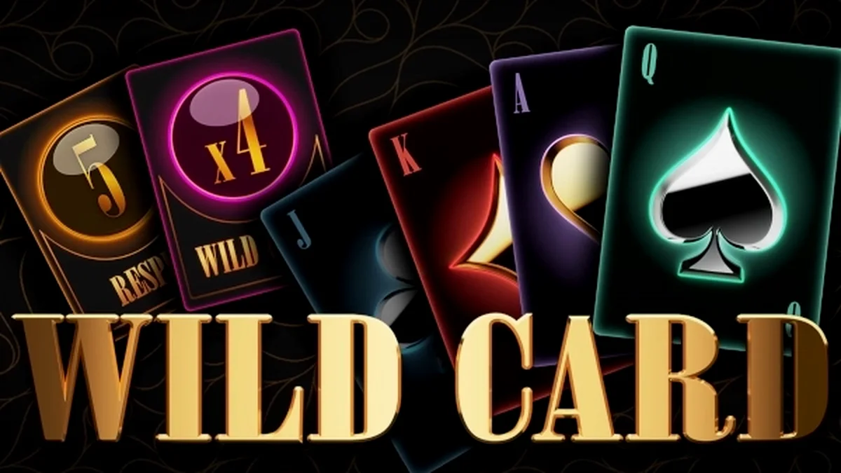 Interface do jogo de slot Wild Card com elementos visuais retrô